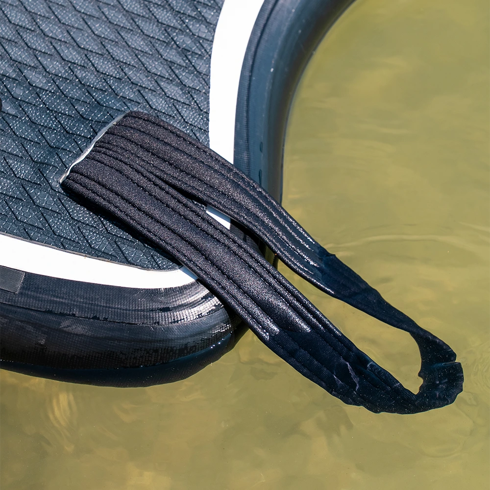 Close-up of a sled with a textured sole on a blurred natural background