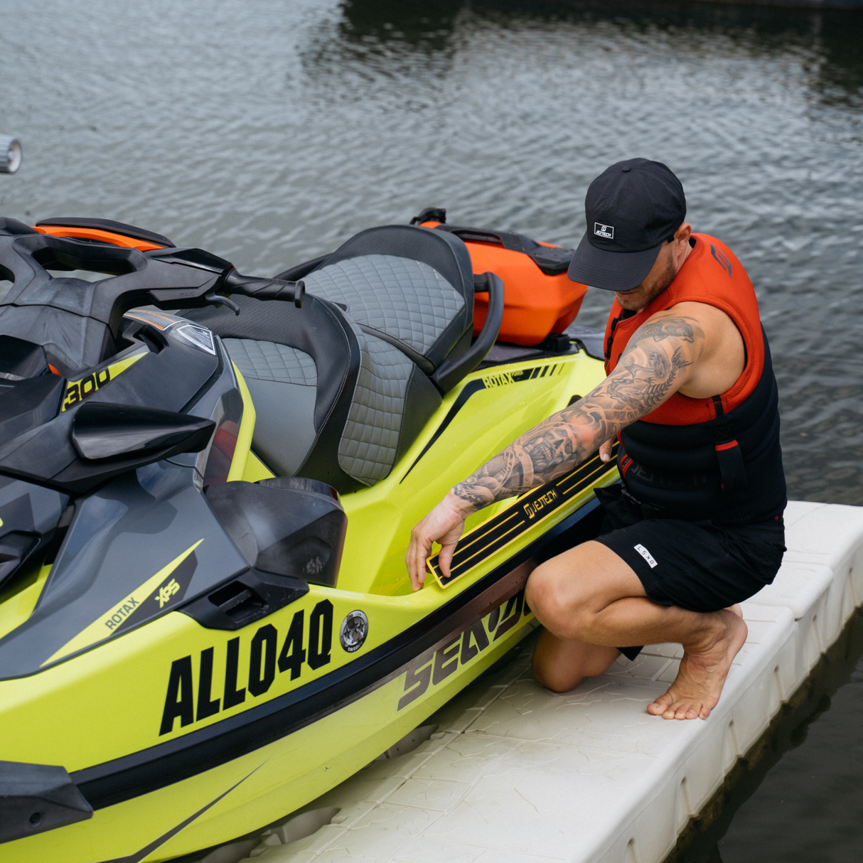 applying jet ski traction to jet ski