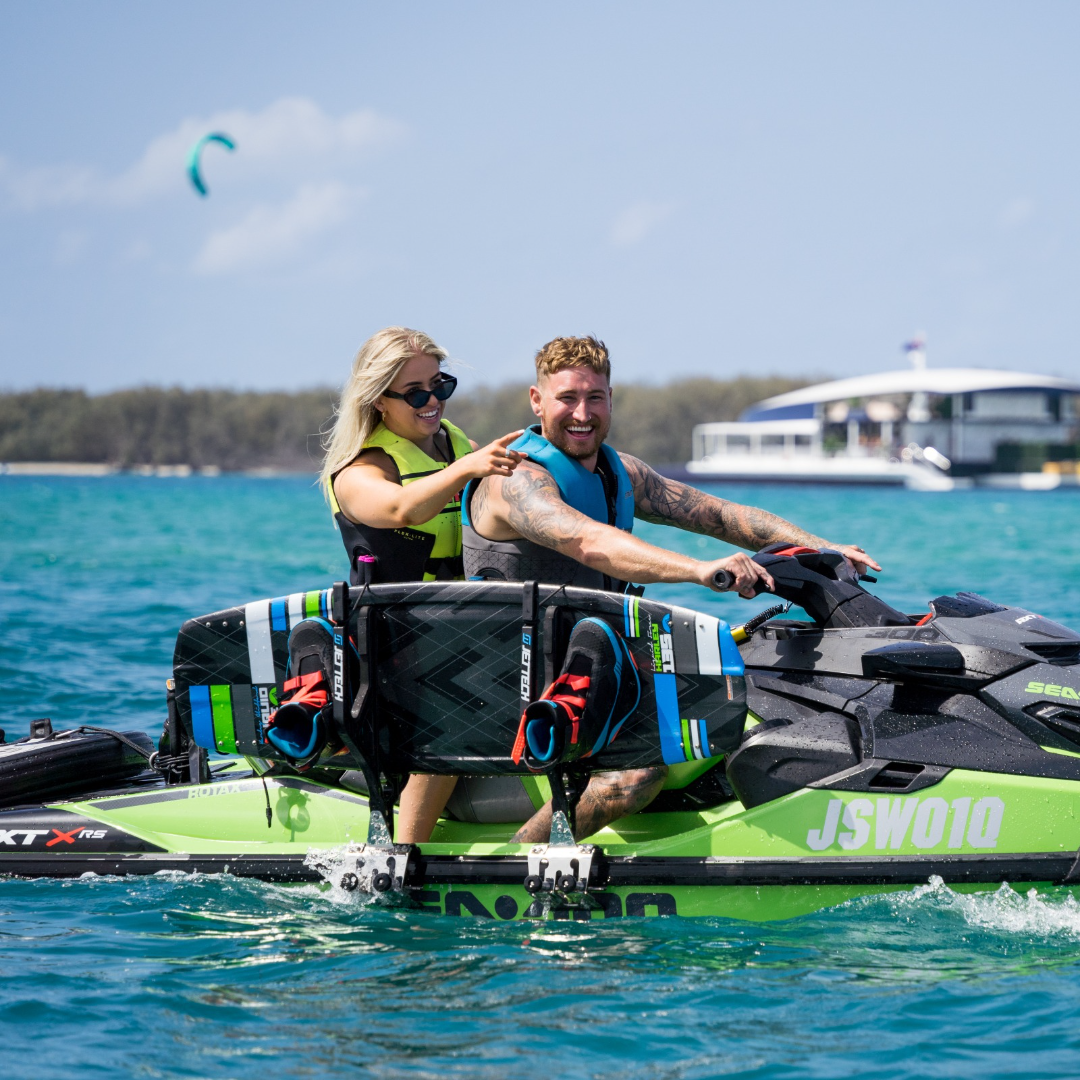 jet ski with wake board rack on