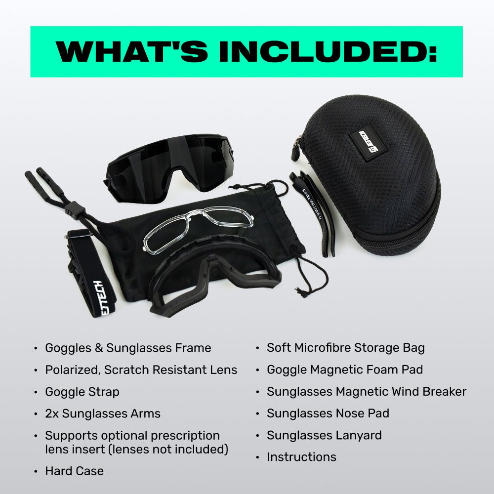 JET TECH HYBRID SUNGLASSES & GOGGLES 2 IN 1 KIT