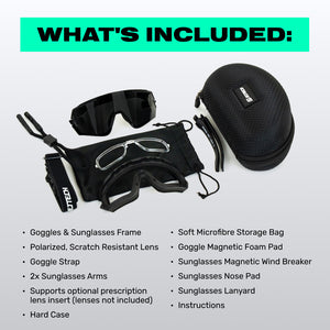 JET TECH HYBRID SUNGLASSES & GOGGLES 2 IN 1 KIT
