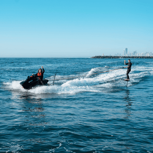 Foiling behind a jet ski with rope