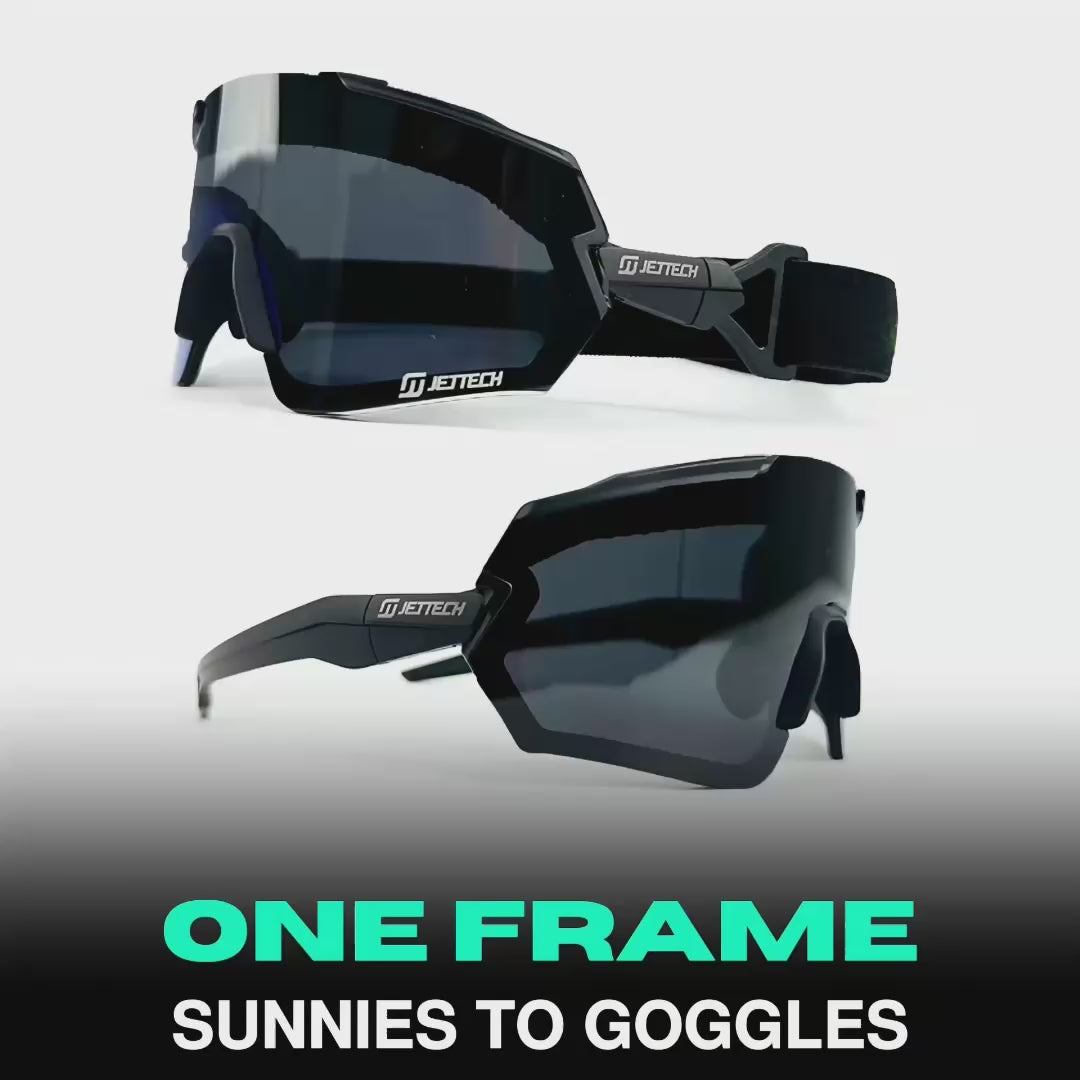 NEW JET TECH HYBRID SUNGLASSES & GOGGLES 2 IN 1 KIT