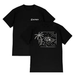 A black crew neck t-shirt with the text 'JET TECH' printed on the chest.